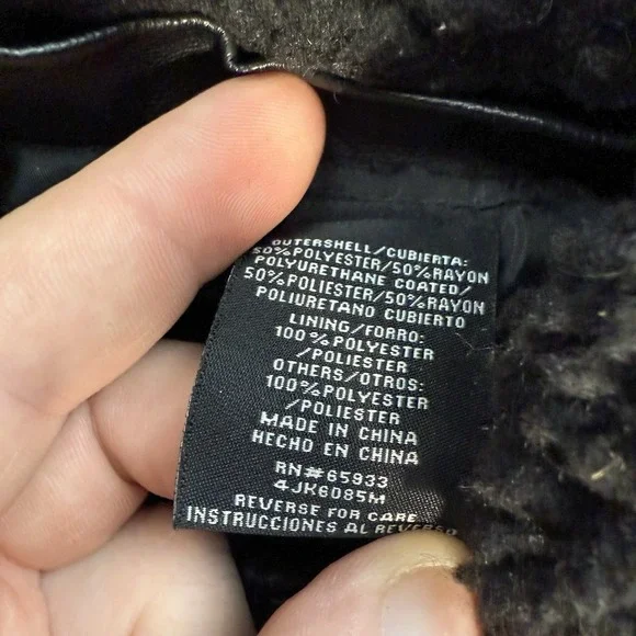 Hard Edge Jacket Adult XL Black Faux Leather Motorcycle Biker Hooded Moto Y2K - Picture 8 of 12